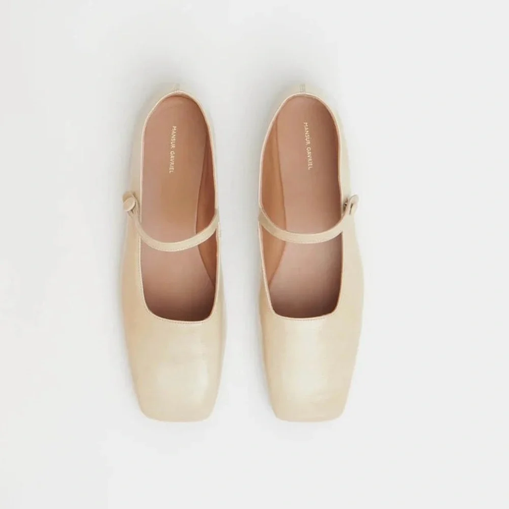 Mansur Gavriel Square Toe Mary Jane Flat in Jasmine + Free tote bag - Picture 8 of 9